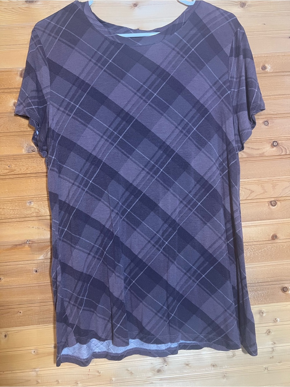 Maurices Purple and Black Short Sleeve Plaid Tee